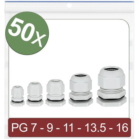 Quadrios 24CA401 Pressacavo filettato PG7, PG9, PG11, PG13.5, PG16 Poliammide Grigio 50 pz.
