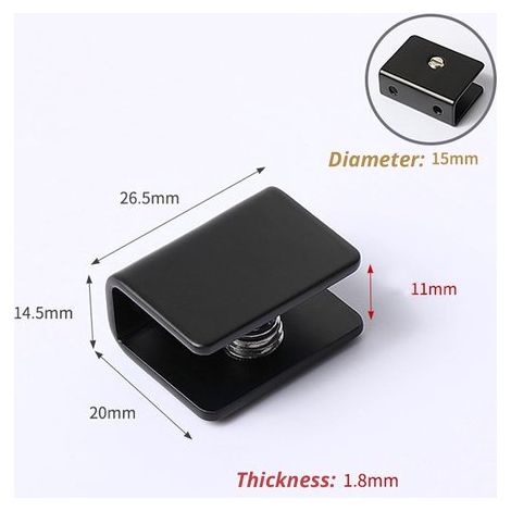 8 soportes para estantes de vidrio,soporte de clip de acero inoxidable,clip cuadrado para estantes de vidrio de 8 mm,madera (negro (1/5)