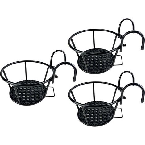 Plantenhangers - 3 Stuks - Plantenhouders - Hangende Bloempot - 22 x 22 x 18 cm - Hangplanten houder - IJzer - Bloemenhanger voor Binnen - Muurring bloempot houder - Geschikt Voor balkon, schutting, t (1/5)