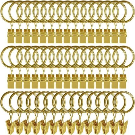 [JAMAIS UTILISÉ] 30 Pièces Anneaux de Rideau avec Pince, Antirouille Anneaux Rideaux, Anneau de Tringle à Rideau pour Rideaux de Douche et de Fenêtre(3.538MM) (1/4)