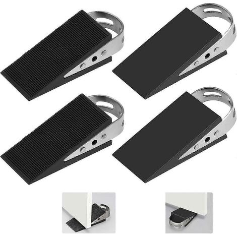 Cale de porte en caoutchouc, lot de 4 cales de porte mobiles, protection de porte noire antidérapante. (1/5)
