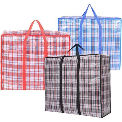 BUNTHAUS Lot de 3 Sac de Rangement, Grands Sac Pliables Rangement Vêtements Grande Capacité Sacs de Déménagement avec Fermeture Zippée et Poignées pour les Déménagements, le Linge, les Courses (68 50 (1/4)