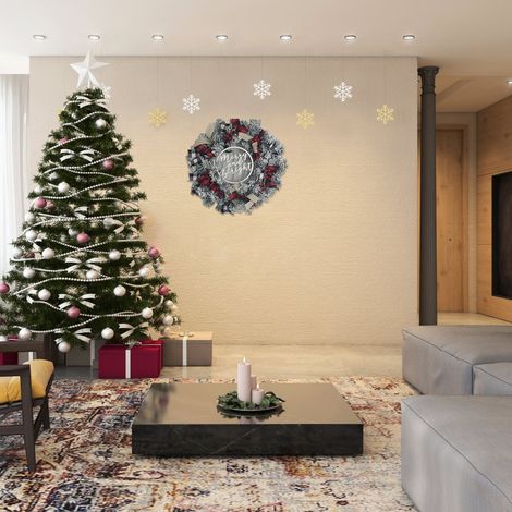 Couronne de Noël décorative murale 35 cm, guirlande de neige pour porte ou fenêtre, décorations de Noël (1/5)