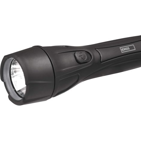 EMOS Torcia a LED Ultraleggera con Cinturino da Polso, Resistente agli Urti, con luminosità 55 lm, Portata Luminosa 125 m, Durata 16 Pezzi, in plastica, Funzionamento a Batteria, Nero (1/5)