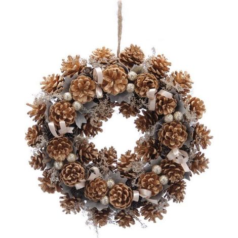 Gold Pinecones and Berries Wreath - 36cm - P040131 (1/2)