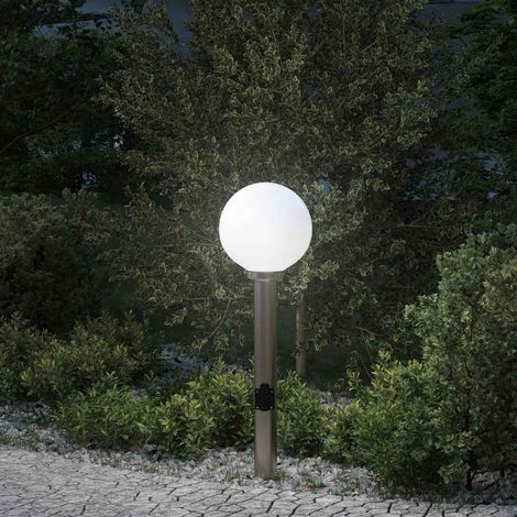 Baliza de luz con toma de corriente de 80 cm, acero inoxidable, IP44