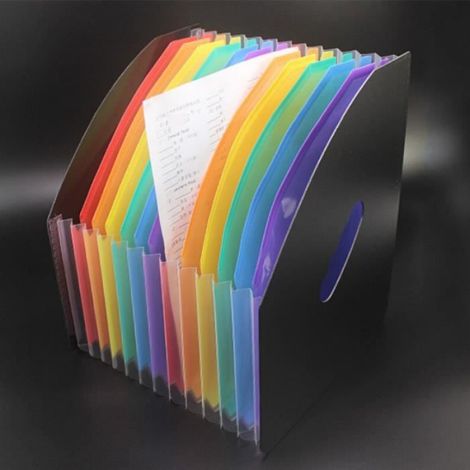 Expanding File Folder, Trieur À Soufflets Classeur Rangement Papier Chemise Trieur Plastique 13 Compartiments A4 Documents noir (1/3)
