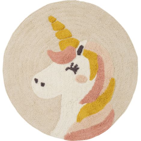 Tapis enfant rond licorne en coton 70x70cm (1/3)