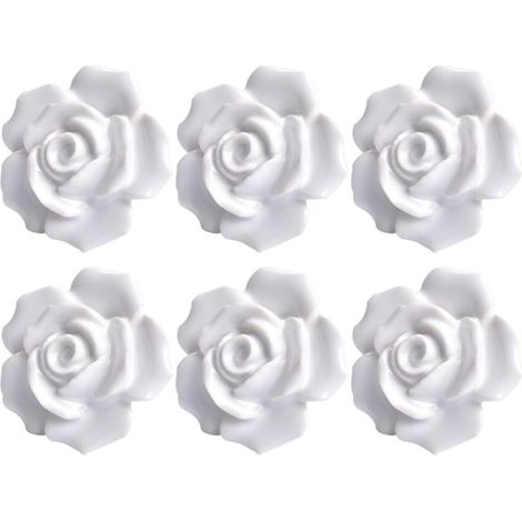 Boutons en céramique forme de rose pour armoires et tiroirs, 6 (1/5)