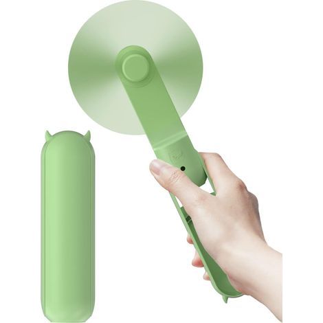 Ventilateur portable, mini ventilateur de poche, ventilateur de bureau personnel pliable avec batterie externe, ventilateur rechargeable USB pour le maquillage à la maison, en voyage ou en extérieur ( (1/5)