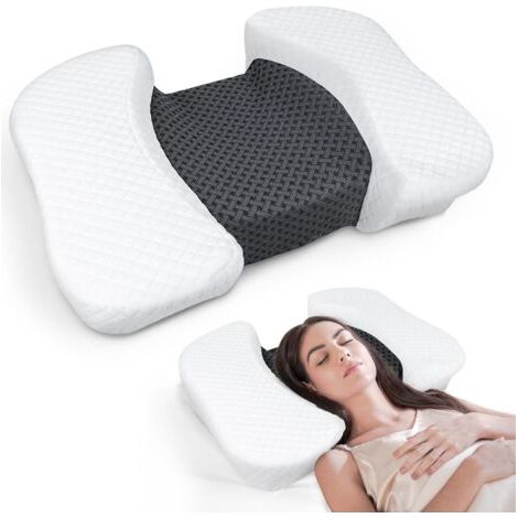Oreiller pour Dormeurs sur Le Dos, Oreiller Cervical Anti-Rides Anti-acnéique en Mousse à Mémoire de Forme, Coussin de Beauté pour Couchage Arrière, Noir (1/5)