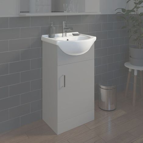 Bathroom WC Basin 450mm Compact Sink Single Tap Hole White BASIN ONLY (1/3)
