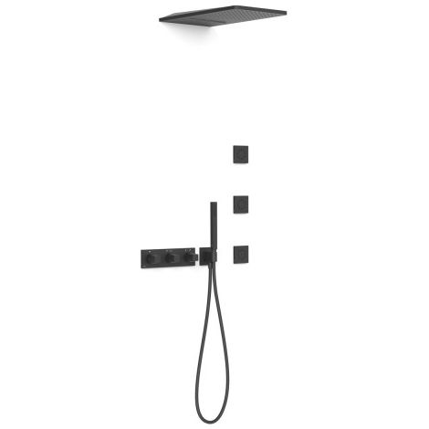 Kit robinet thermostatique encastré à 4 voies B-system pour douche Noir mat - TRES 30725405NM