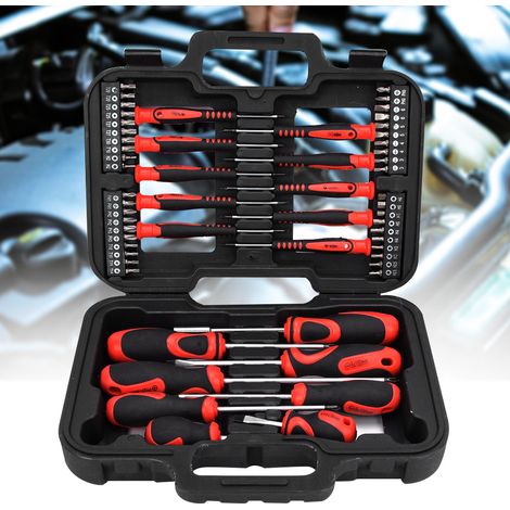 Coffret de 58 tournevis multifonctions pour la maison, comprenant des embouts Phillips, hexagonaux et Torx, ainsi que des clés à douille. (1/5)