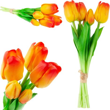 CV17692-4 RAMO DE TULIPANES DE GOMA REALISTA NARANJA