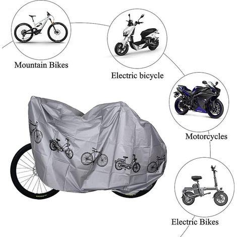 Housse de vélo d'extérieur, 110 x 210 cm, imperméable, pour VTT, moto et vélo électrique - Grise (1/3)
