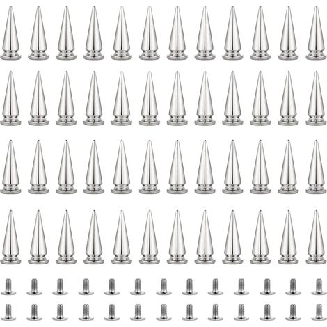 Lot de 50 Rivet Cône de Style Punk Clous Conique Métal Bullet Spikes pour Cuir Vêtement Ceinture Bricolage pour Sac Bracelet Goujons de Rivets, 10x29mm (1/5)