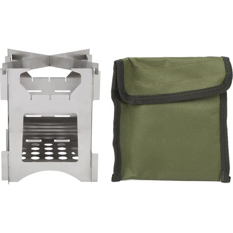 Poêle de Camping Pliable en Acier Inoxydable, Réchaud Bois Compact pour Randonnée et Pique-nique (1/5)