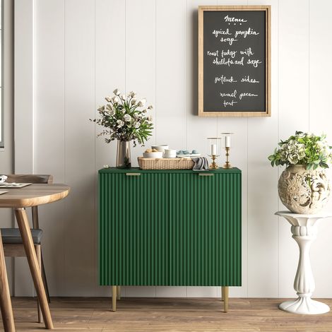 Küchen-Sideboard mit 2 Türen, verstellbarem Einlegeboden, erhöhten Metallfüßen, 80 x 40 x 80 cm, olivgrün