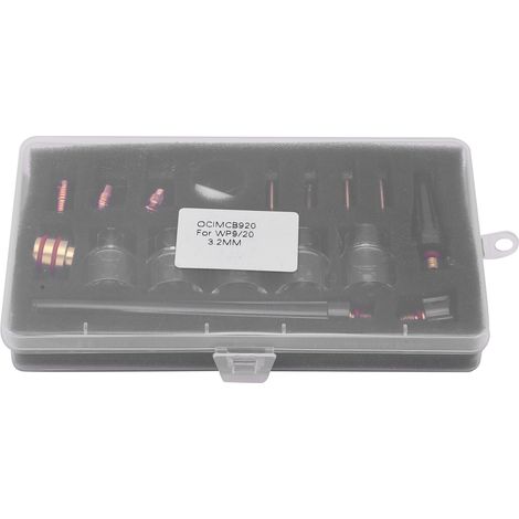 Kit d'accessoires pour chalumeau de soudage WP9/20 : buse en verre, consommables en laiton et coupelle en verre. Pistolet de soudage à l'argon.