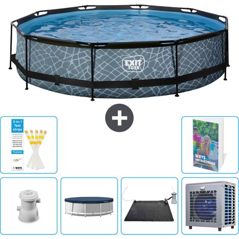Exit Pool Rund - Steinoptik - 360x76 cm - 7-teilig  S176 (1/5)