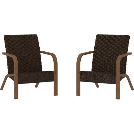 Lot de 2 fauteuils de jardin en résine marron (1/5)