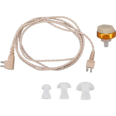 Câble de récepteur pour appareil auditif 2 broches couleur chair, lot de 2 cœurs récepteurs avec accessoires embouts auriculaires (1/5)