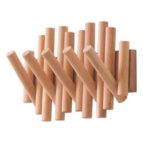 BARKBUSTERS Porte Manteau Mural Bois, Patere Murale, 100% Naturel de Haute Qualité, 5 Crochets Retractables, Design Innovant -37,1x16,5x4,4 cm