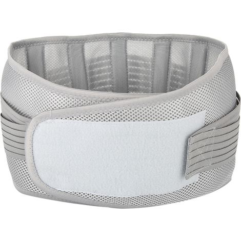 Ceinture de soutien abdominale grise, respirante et réglable, pour soulager les tensions et les douleurs lombaires (L)