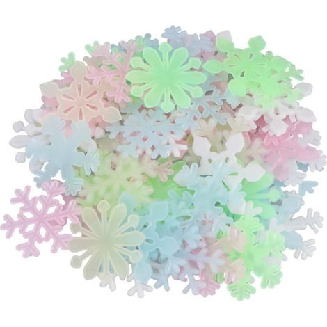 Autocollants Flocons de Neige 3d Lumineux 3cm 50 Pièces pour Noël