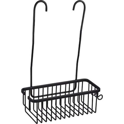 Étagère de Douche a Suspendre, Panier de Douche Sans Perçage Porte Savon Douche en Acier Inoxydable, Etagère de Douche à accrocher au Mitigeur de Douche avec 2 Crochets Support Douche, Noir (1/4)