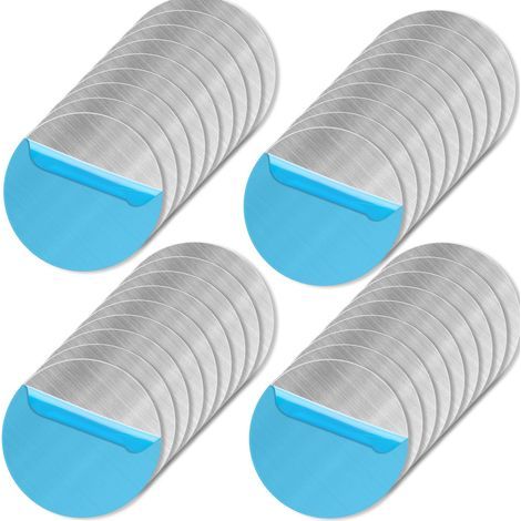 100 selbstklebende Metallplatten, selbstklebende Magnetplatten für Autohandyhalterungen, sehr dünne Metallplatte für Magnete, runde Metallplatte für Handy-Zubehör, silberfarben