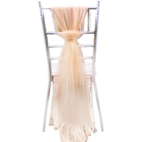 Décoration de dossier de chaise de mariage en gaze, fil de maille, décor pour htels, Banquets, Champagne (1/5)