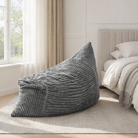 3-in-1 XXL-Sitzsack 180 x 125 cm aus grauem Cord OKMYHOME (1/5)