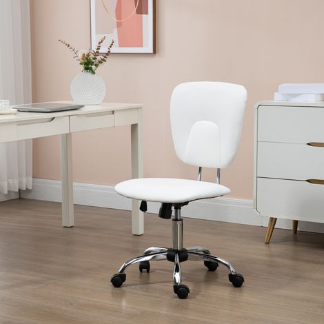 Chaise de Bureau Pivotante avec Hauteur Réglable et Fonction Basculante pour Bureau Étude 50x54x87,5-96,5 cm Blanc (1/5)