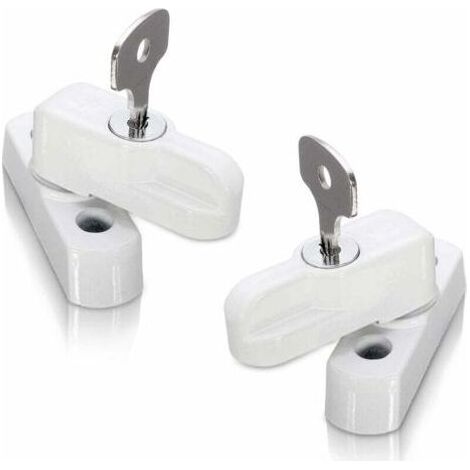 Bloqueurs de porte et fenêtre PVC à guillotine – Lot de 2 – Verrouillage sécurisé avec finition zinc moulé blanc (1/5)