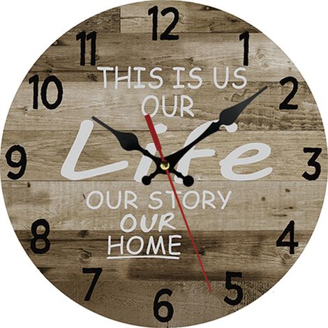 Reloj de Pared Redondo de Madera, Diseño Europeo Creativo y Mecanismo Silencioso – Ideal para Salón y Dormitorio (1/5)