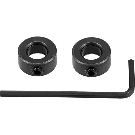(2 Stück) 8 mm sourcing map Bohrer-Tiefenanschlag mit Einstellschraube, schwarz oxidiert, Kohlenstoffstahl (1/5)