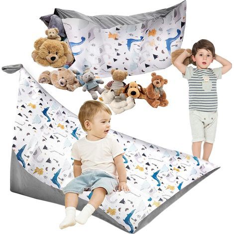 DBREAKS Pouf poire pour enfant - Rangement de jouets - Organisateur pour jouets en peluche - Sac de rangement pliable - Extra large - 200 l - Pouf poire - Fauteuil - Canapé (1/5)