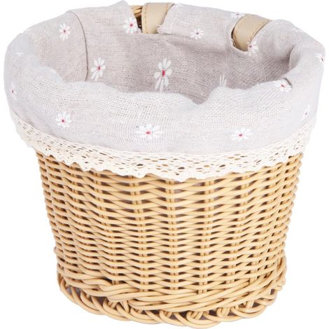 Panier Tressé avec Doublure pour Vélo Enfant - Mini Panier Avant pour Tricycle, Draisienne et Trottinette - Pour Garçons et Filles - Abricot (1/5)
