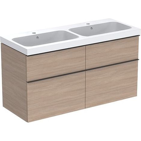 Meuble sous-vasque+vasque céramique Geberit iCon 1200x705x485 mm chêne/poignée Lava (1/2)
