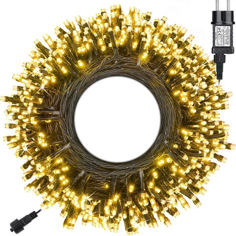 Weihnachtsbaum-Lichterkette, 20 m, 200 LEDs, warmweiße Lichterkette, Outdoor-Lichterkette für Weihnachtsbäume, 8 Modi, Timer und Speicher, Weihnachtsdekoration (1/5)
