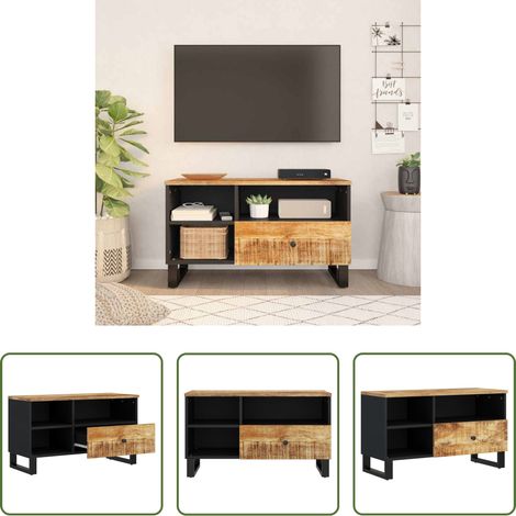 Bois de manguier - Meuble TV 80x33x46 cm bois de manguier et d'ingénierie (1/5)