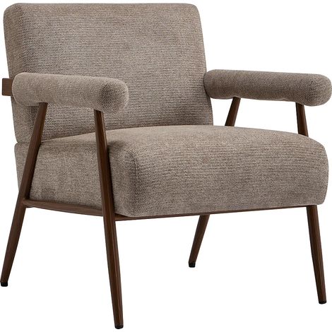 Fauteuil en tissu texturé taupe avec pieds effet bois MIROSIA (1/5)