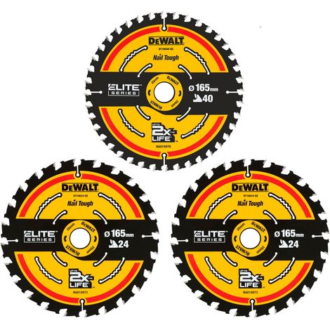 DeWALT Kreissägeblatt-Set ELITE DT10397, 165 x 20 mm, 3-teilig:  / 2x 24 + 1x , 40 WZ