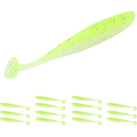 15 leurres souples bicolores à queue en T, appâts artificiels en silicone souple pour la pêche en eau douce et en eau salée. Couleur : B (1/5)