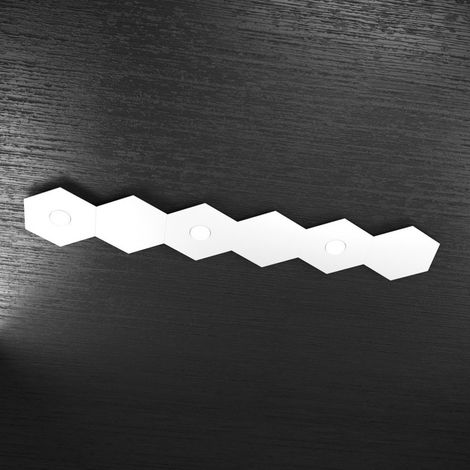Plafoniera Moderna 6 Moduli Hexagon Metallo Bianco 3 Luci Led 12X3W (1/5)