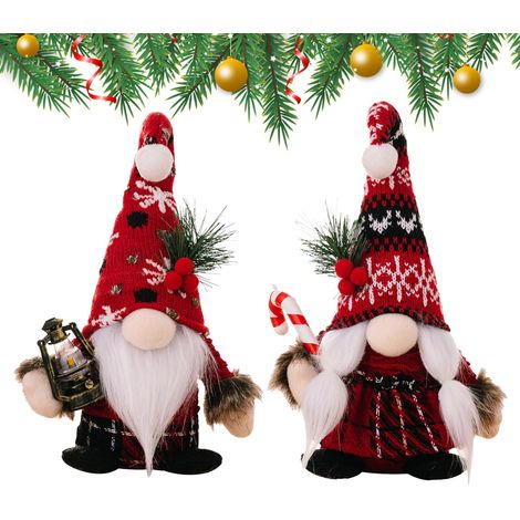 Peluche pour Décoration de Noël, 24CM Hauteur Deco Noël Peluche Elfe, Original Poupées Scandinave Fait Main Christmas Décoration pour Arbre de Noël ou étiquettes-Cadeaux (1/5)