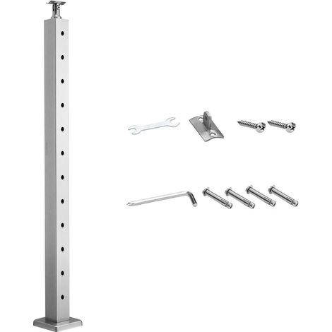Poteau de garde-corps à câbles, poteaux d'escalier de niveau 42 x 2 x 2 pouces, poteau de main courante en acier inoxydable à câble, kit de garde-corps d'escalier avec barreaux pré-percés et support d (1/5)