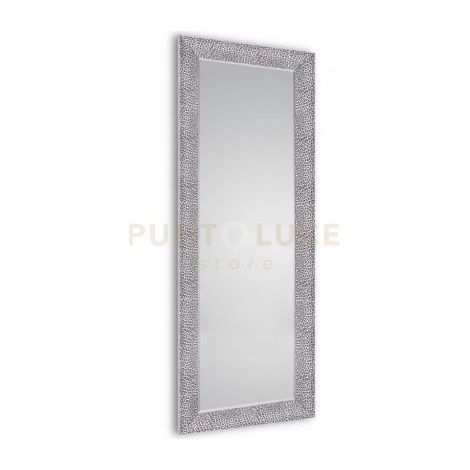 VICKY SPECCHIO DA PARETE CON CORNICE DECORATA IN VETRO CON GANCI X INSTALLAZIONE ORIZZONTALE E VERTICALE NERO CROMO